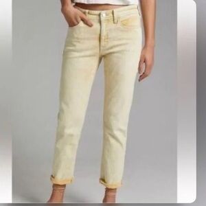 Pilcro Anthro Yellow Acid Washed Slim Boyfriend Petite Denim Jeans